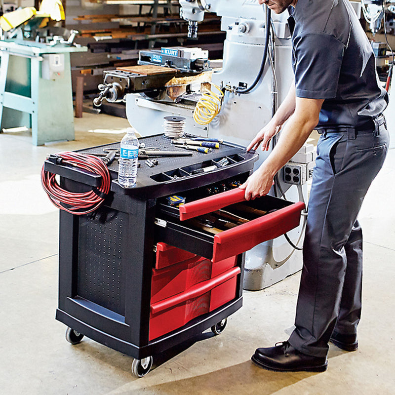 Rubbermaid Mobile Cabinet Workbench, Structural Foam Plastic, 19 13/16 in Depth, 33 1/2 in Height, 32 5/8 in Wi - FG773488BLA