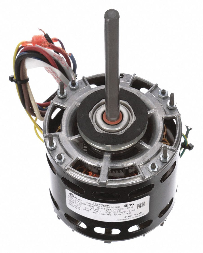 Century 1/10 HP Direct Drive Blower Motor, Permanent Split Capacitor, 1075 Nameplate RPM, 115 Voltage - 9709