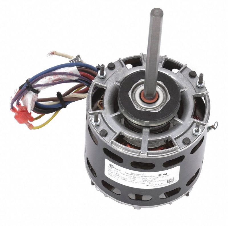 Century 1/10 HP Direct Drive Blower Motor, Permanent Split Capacitor, 1075 Nameplate RPM, 230 Voltage - 9711