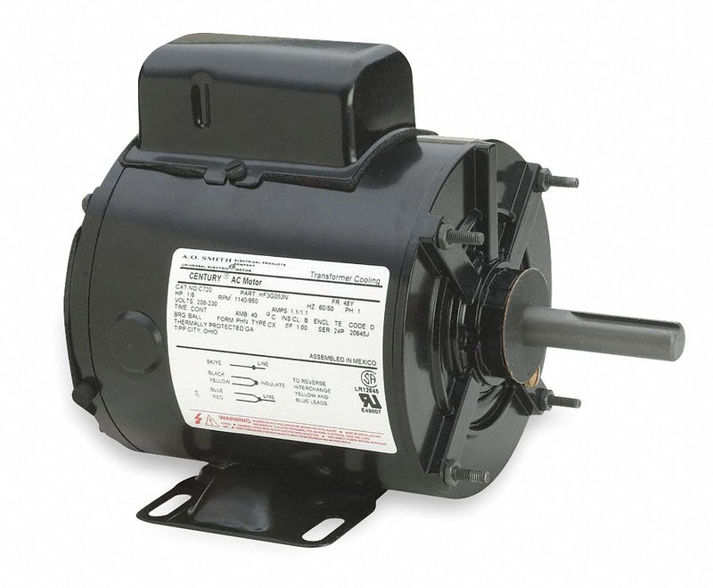 Century 1/3 HP Transformer Cooling Fan Motor, Permanent Split Capacitor, 1075 Nameplate RPM, 115/200-230 Vol - C723V1A