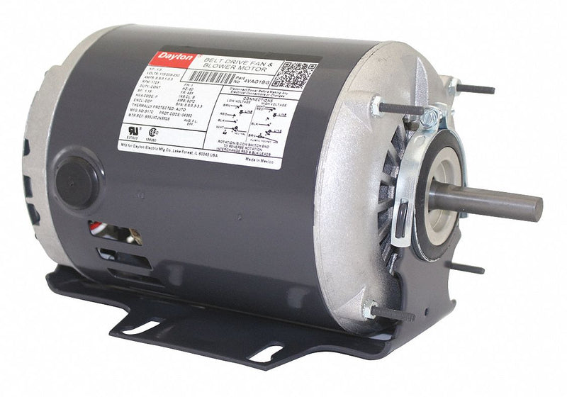 Dayton 1/3 HP Belt Drive Motor, Split-Phase, 1725 Nameplate RPM, 115/208-230 Voltage, Frame 48Y - 4VAG1BG