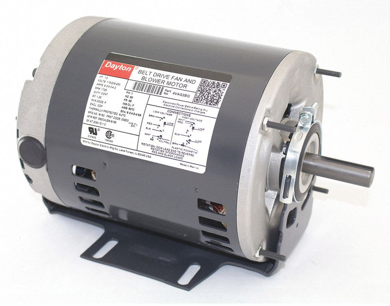 Dayton 1/2 HP Belt Drive Motor, Split-Phase, 1725 Nameplate RPM, 115/208-230 Voltage, Frame 56 - 4VAG2