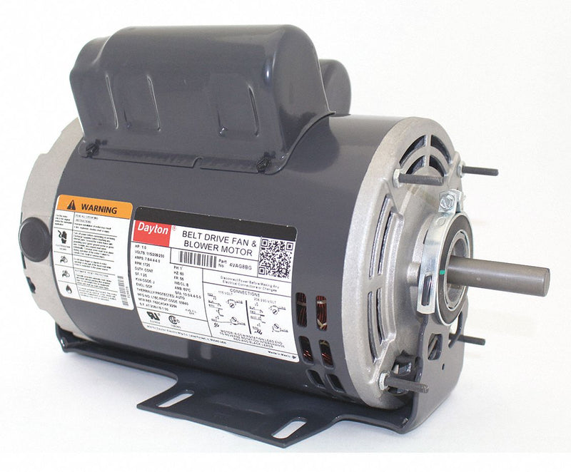 Dayton 1 HP Belt Drive Motor, Capacitor-Start/Run, 1725 Nameplate RPM, 115/208-230 Voltage, Frame 56 - 4VAG8