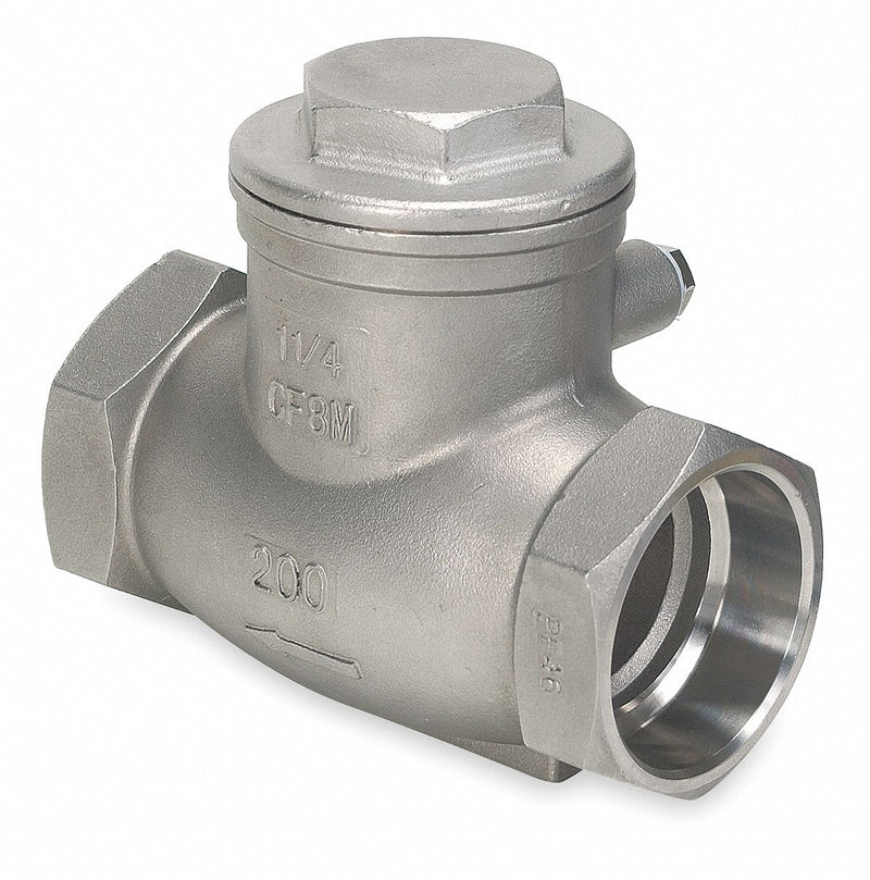 Top Brand Check Valve, 2 in, Single, Inline Swing, 316 Stainless Steel, FNPT x FNPT - 4VMV6