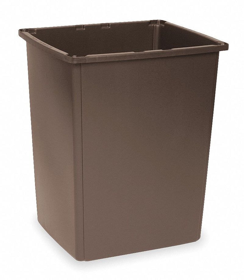 Rubbermaid 56 gal Square Trash Can, Plastic, Brown - FG256B00BRN