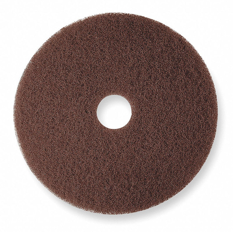 3M 19 in Non-Woven Nylon/Polyester Fiber Round Stripping Pad, 175 to 600 rpm, Brown, 5 PK - 7100