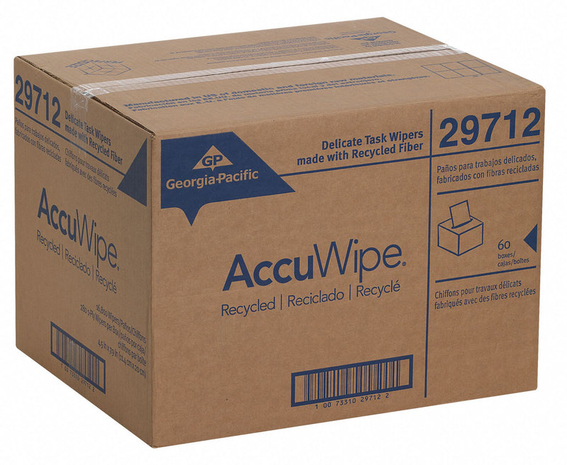 Georgia-Pacific Dry Wipe, Pacific Blue Basic√¢, 4-1/2" x 8", Number of Sheets 280, White, PK 60 - 29712