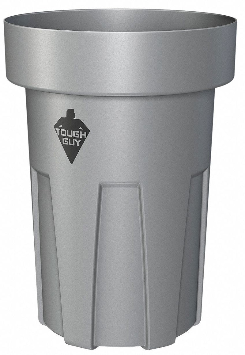 Tough Guy 55 gal Round Correctional Facility Trash Can, Plastic, Gray - 4WNZ2