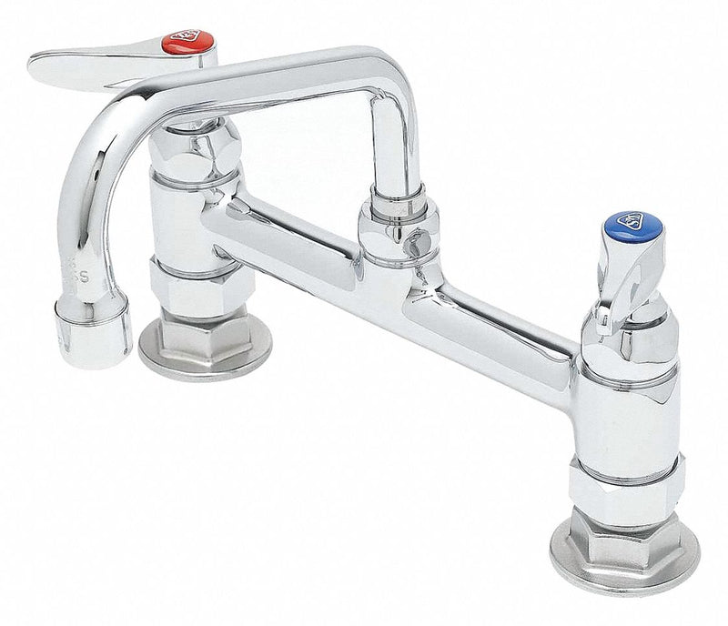 T&S Brass Low Arc Laundry Sink Faucet, Lever Faucet Handle Type, 23.09 gpm, Chrome - B-0222