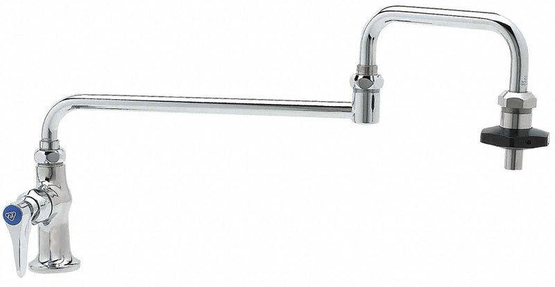 T&S Brass Chrome, Double Joint, Kitchen Sink Faucet, Manual Faucet Activation, 5.23 gpm - B-0590