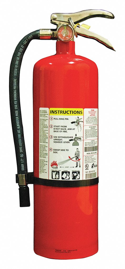 Kidde Fire Extinguisher, Dry Chemical, Monoammonium Phosphate, 10 lb, 4A:80B:C UL Rating - PROPLUS10