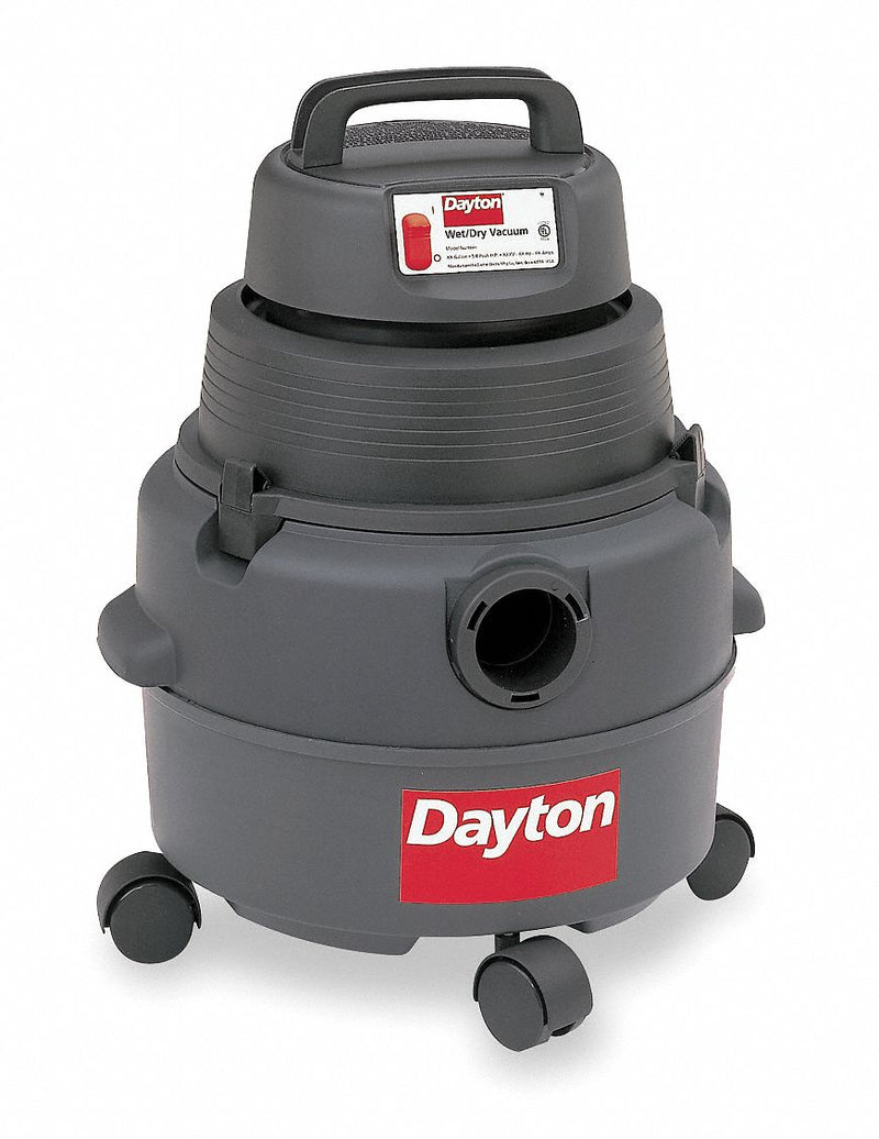 Dayton Shop Vacuum, 6 gal Tank Size, 125 cfm, 1 1/4 in Vacuum Hose Dia. - 4YE65