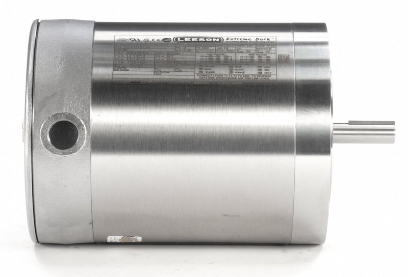 Leeson 1/2 HP Washdown Motor,3-Phase,1725 Nameplate RPM,208-230/460 Voltage,Frame 56C - 117127