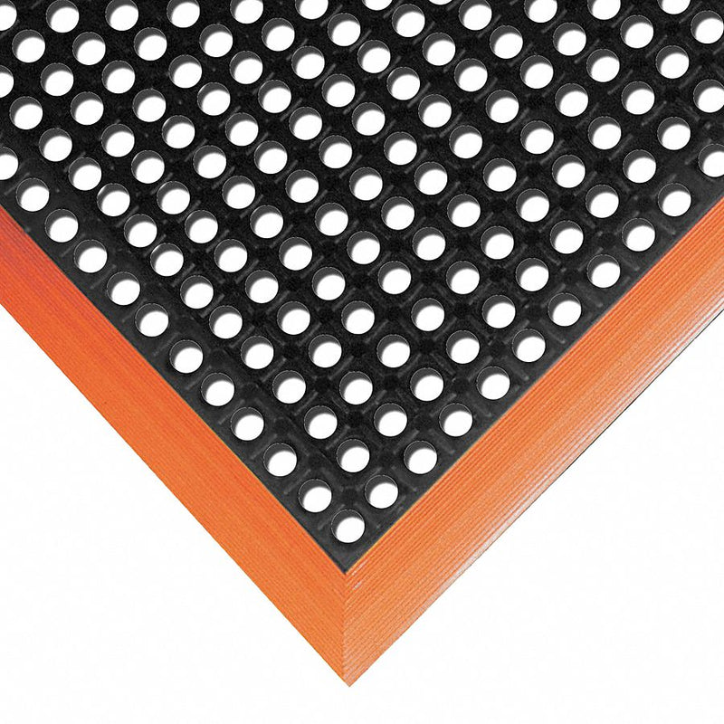 Notrax Drainage Mat, 3 ft 4 in L, 26 in W, 7/8 in Thick, Rectangle, Black with Orange Border - 549S2640OB