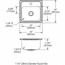 Elkay 15 in x 15 in x 7 5/8 in Drop-In Bar Sink Package with 12 in x 9-1/4 in Bowl Size - BLR150C