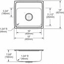 Elkay 19 in x 18 in x 7 5/8 in Drop-In Sink with Faucet Ledge with 16 in x 11-1/2 in Bowl Size - LR19183