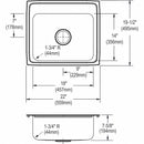 Elkay 22 in x 19 1/2 in x 7 5/8 in Drop-In Sink with Faucet Ledge with 18 in x 14 in Bowl Size - LR22193
