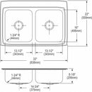 Elkay 33 in x 22 in x 8 1/8 in Drop-In Sink with Faucet Ledge with 13-1/2 in x 16 in Bowl Size - LR33223