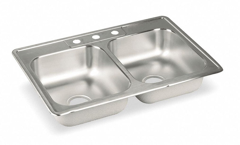 Elkay 33 in x 22 in x 10 1/8 in Drop-In Sink with Faucet Ledge with 16 in x 13-1/2 in Bowl Size - DLR3322103