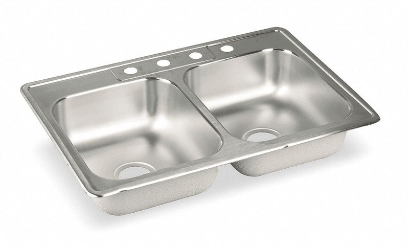 Elkay 33 in x 22 in x 8 1/8 in Drop-In Sink with Faucet Ledge with 13-1/2 in x 16 in Bowl Size - LR33224