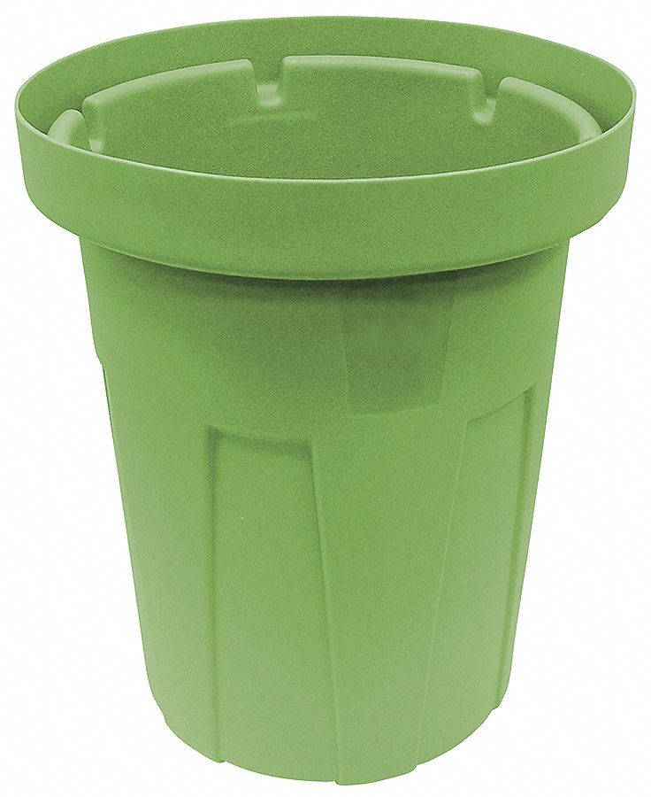 Tough Guy 22 gal Round Correctional Facility Trash Can, Plastic, Green - 4YKD4