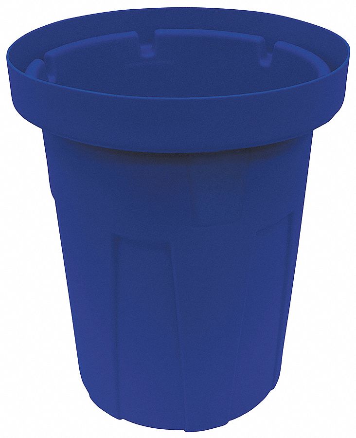 Tough Guy 55 gal Round Correctional Facility Trash Can, Plastic, Blue - 4YKF2