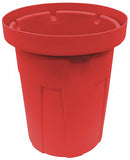 Tough Guy 55 gal Round Correctional Facility Trash Can, Plastic, Red - 4YKG2