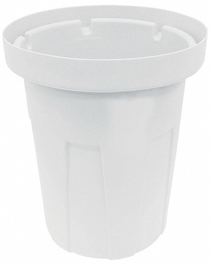 Tough Guy 25 gal Round Correctional Facility Trash Can, Plastic, White - 4YKG5