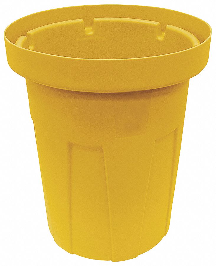 Tough Guy 45 gal Round Correctional Facility Trash Can, Plastic, Yellow - 4YKH9