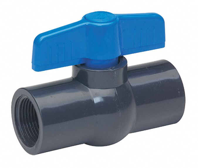 Top Brand Ball Valve, PVC, Inline, 1-Piece, Pipe Size 3/4 in, Connection Type FNPT x FNPT - 107-134-NPG