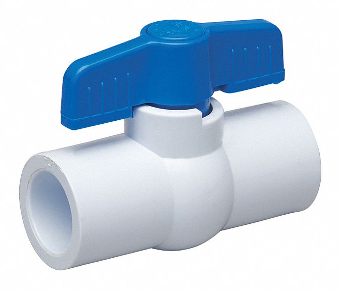 Top Brand Ball Valve, PVC, Inline, 1-Piece, Pipe Size 1/2 in, Connection Type Socket x Socket - 107-633-NP