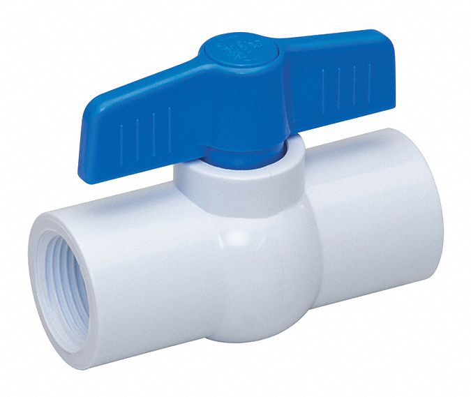 Top Brand Ball Valve, PVC, Inline, 1-Piece, Pipe Size 3/4 in, Connection Type FNPT x FNPT - 107-134-NP