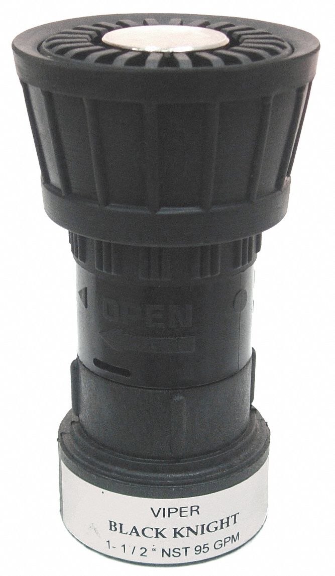 Viper Fire Hose Nozzle, 1 1/2 in Inlet Size, NST Thread Type, 95 gpm Flow Rate, Black Bumper Color - BK2510