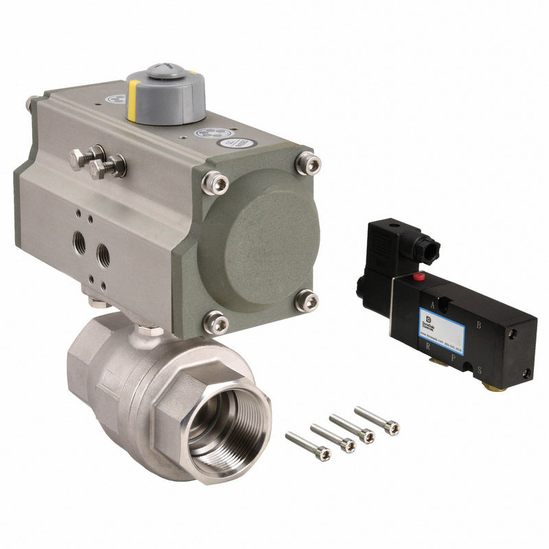 Dynaquip 1 1/2 in Spring Return Pneumatic Actuated Ball Valve, 2-Piece - P2S27AJSR06310A