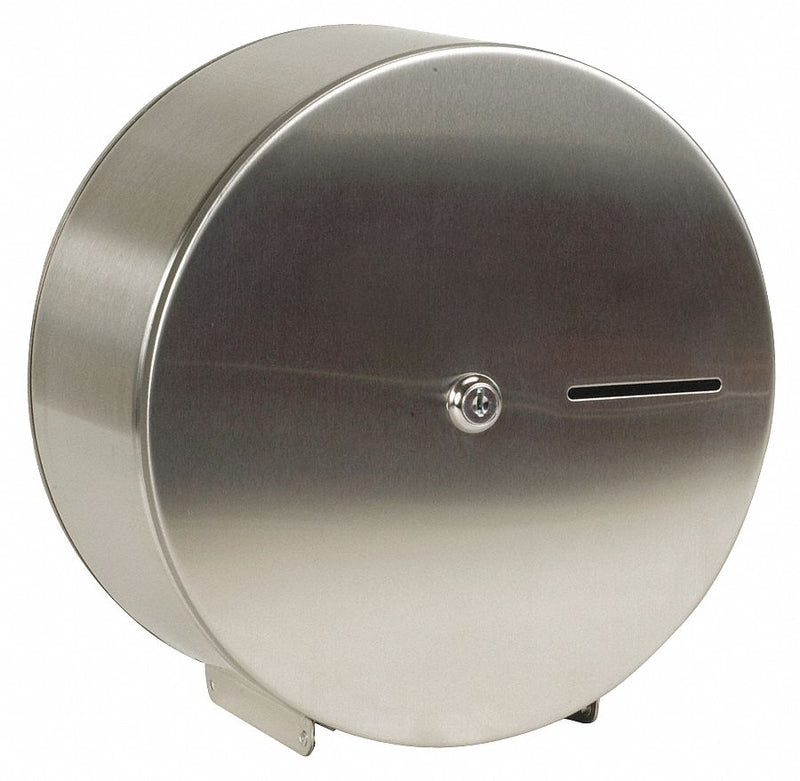 Tough Guy Toilet Paper Dispenser, Tough Guy, Silver, Jumbo Core, (1) Roll Dispenser Capacity - 4YRE5