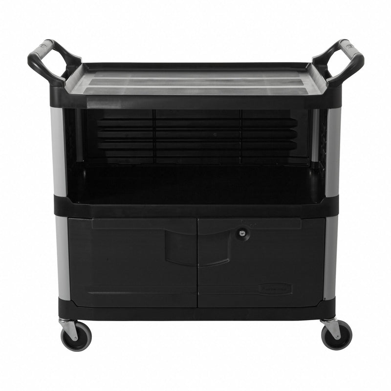 Rubbermaid Enclosed Service Cart, 300 lb. Load Capacity, Polypropylene, Black - FG409500BLA