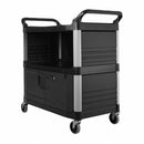 Rubbermaid Enclosed Service Cart, 300 lb. Load Capacity, Polypropylene, Black - FG409500BLA