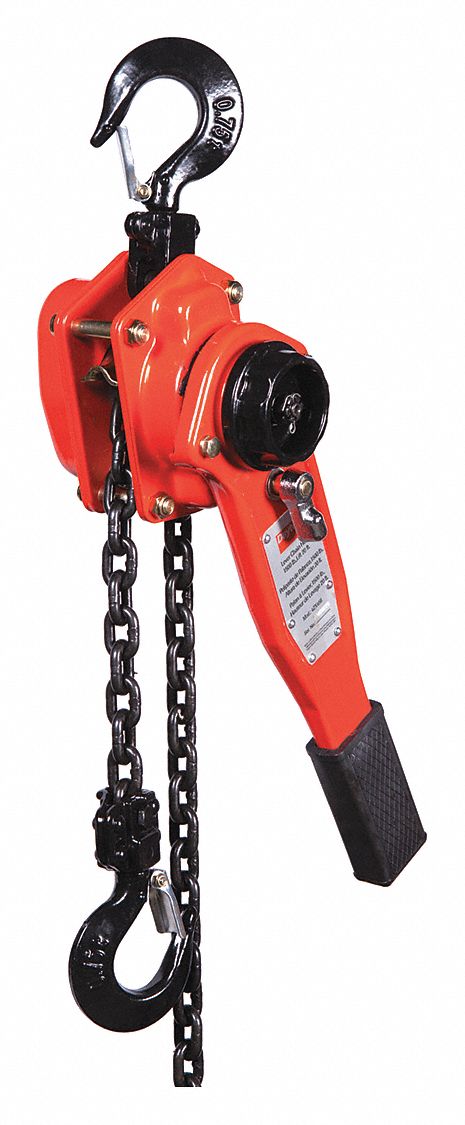 Dayton Lever Chain Hoist, 1,500 lb Load Capacity, 20 ft Hoist Lift, 29/32 in Hook Opening - 4ZX45