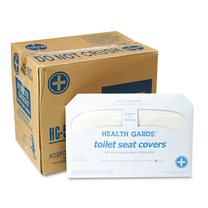 Hospeco Health Gards Toilet Seat Covers, White, 250 Covers/Pack, 20 Packs/Carton - HOSHG5000CT