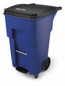 Rubbermaid 65 gal Rectangular Rollout Trash Can, Plastic, Blue - 1971976