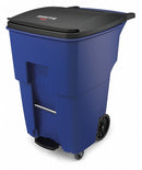 Rubbermaid 95 gal Rectangular Rollout Trash Can, Plastic, Blue - 1971999