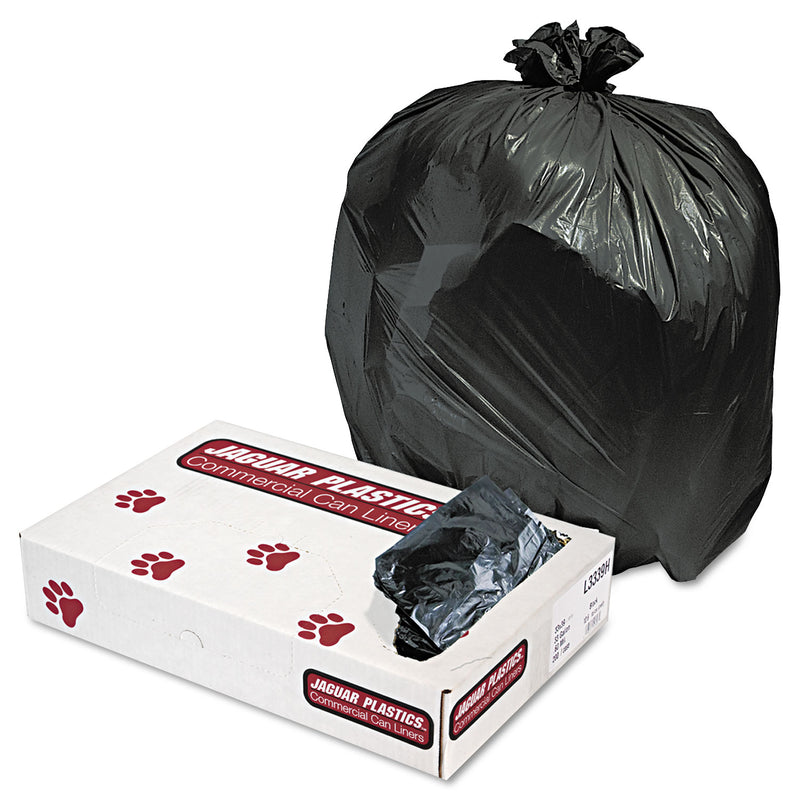 Jaguar Industrial Strength Low-Density Commercial Can Liners, 33 Gal, 0.6 Mil, 33" X 39", Black, 200/Carton - JAGL3339H