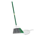Libman Precision Angle Broom With Dustpan, 53" Handle, Green/Gray, 4/Carton - LBN206