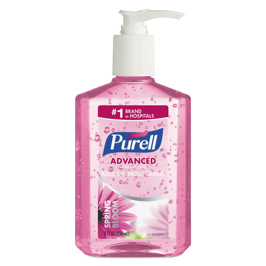 Purell Spring Bloom Instant Hand Sanitizer, 8 Oz Pump Bottle, Pink, 12 ...