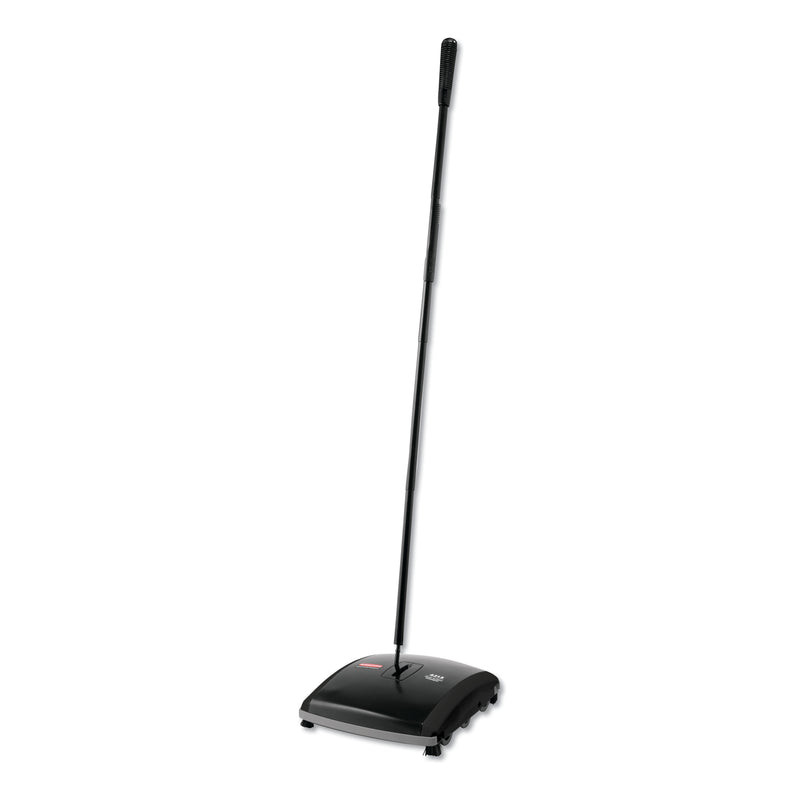 Rubbermaid Dual Action Sweeper, Boar/Nylon Bristles, 44" Steel/Plastic Handle, Black/Yellow - RCP421388BLA