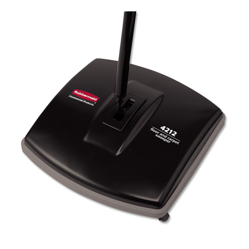 Rubbermaid Floor & Carpet Sweeper, Plastic Bristles, 44" Handle, Black/Gray - RCP421288BLA