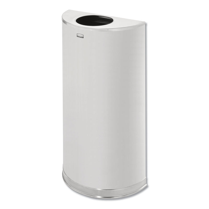 Rubbermaid European And Metallic Open Top Receptacle, Half-Round, 12 Gal, Satin Stainless - RCPSO12SSS