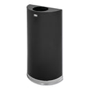 Rubbermaid European And Metallic Series Open Top Receptacle, Half-Round, 12 Gal, Black/Chrome - RCPSO1220B