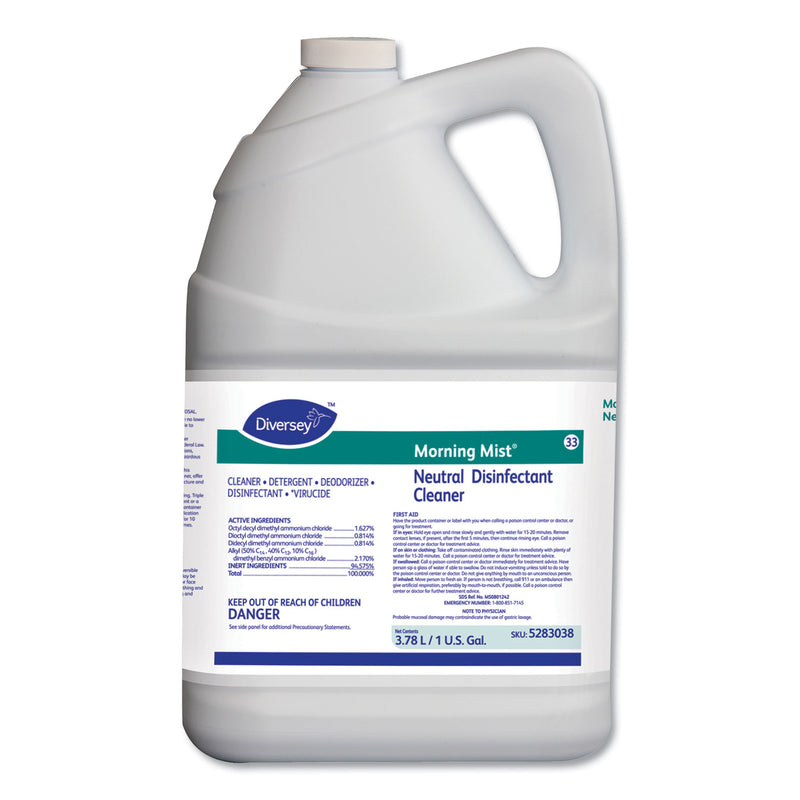 Diversey Morning Mist Neutral Disinfectant Cleaner, Fresh Scent, 1Gal Bottle - DVO5283038