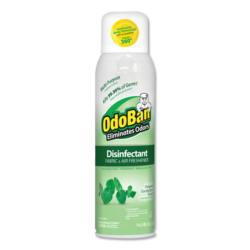 Odoban Ready-To-Use Disinfectant/Fabric & Air Freshener 360 Spray, Eucalyptus, 14 Oz Can, 12/Carton - ODO91000114A12